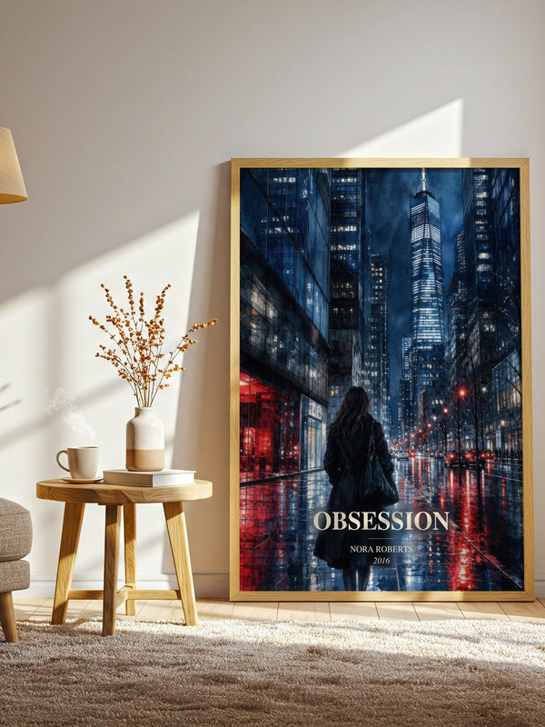 Obsession watercolour print in frame leaning in hallway – romance wall art
