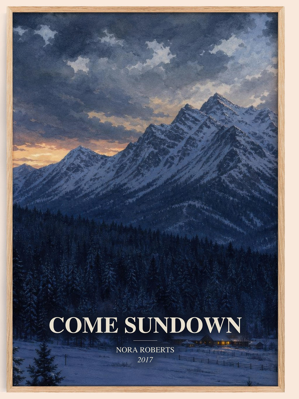 Come Sundown watercolour book poster by Nora Roberts – framed literary art print