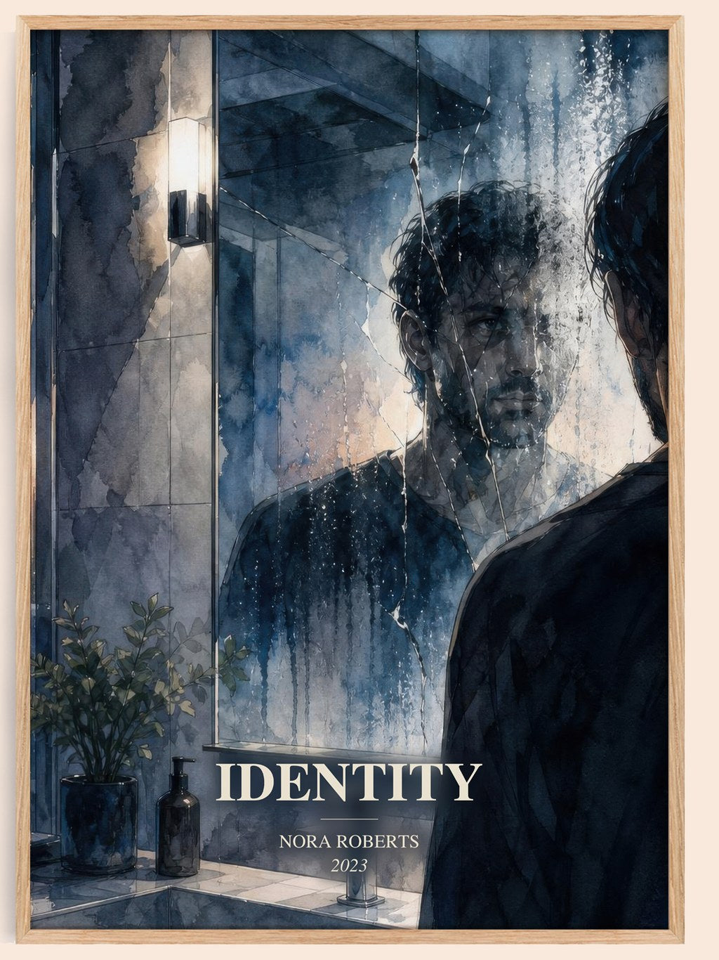 Identity watercolour book poster by Nora Roberts – framed literary art print