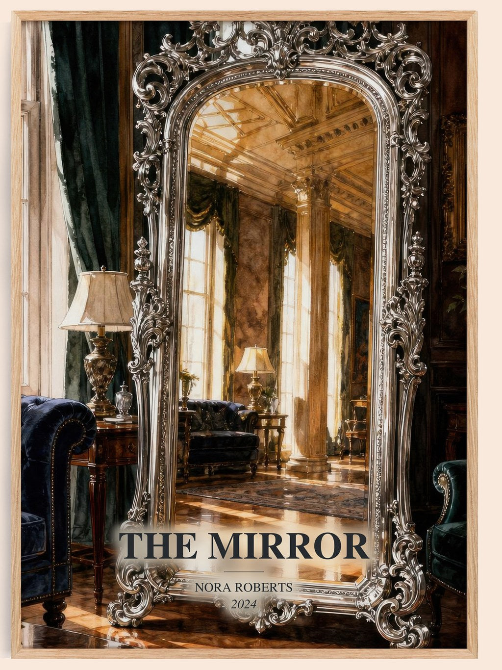 The Mirror watercolour book poster by Nora Roberts – framed literary art print