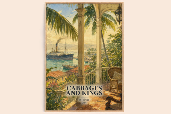 Cabbages And Kings watercolour book poster by O. Henry – framed literary art print