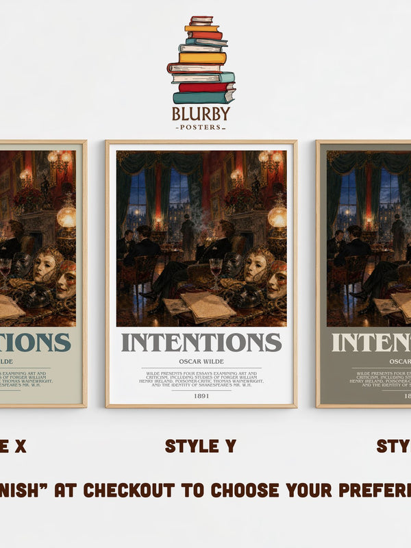 Intentions bookish print in frame leaning in hallway – non fiction wall art