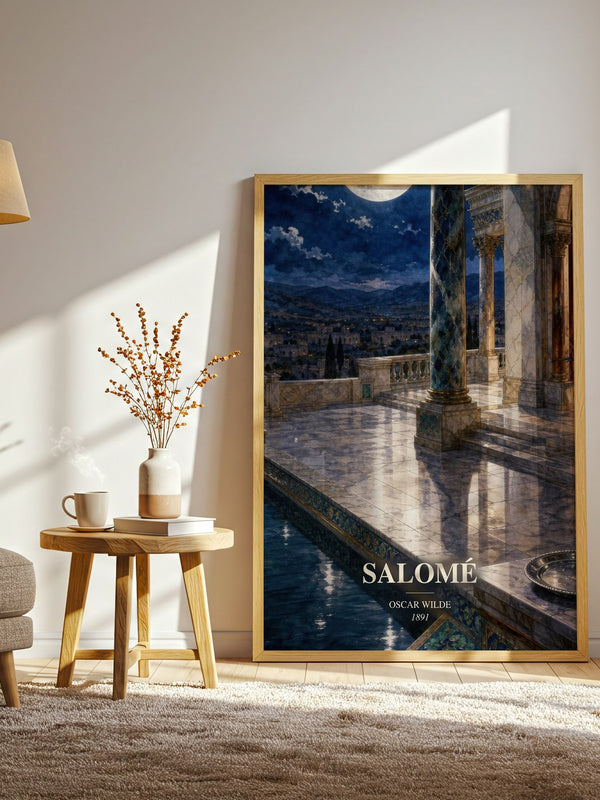 Salomé watercolour print in frame leaning in hallway – classic literature wall art