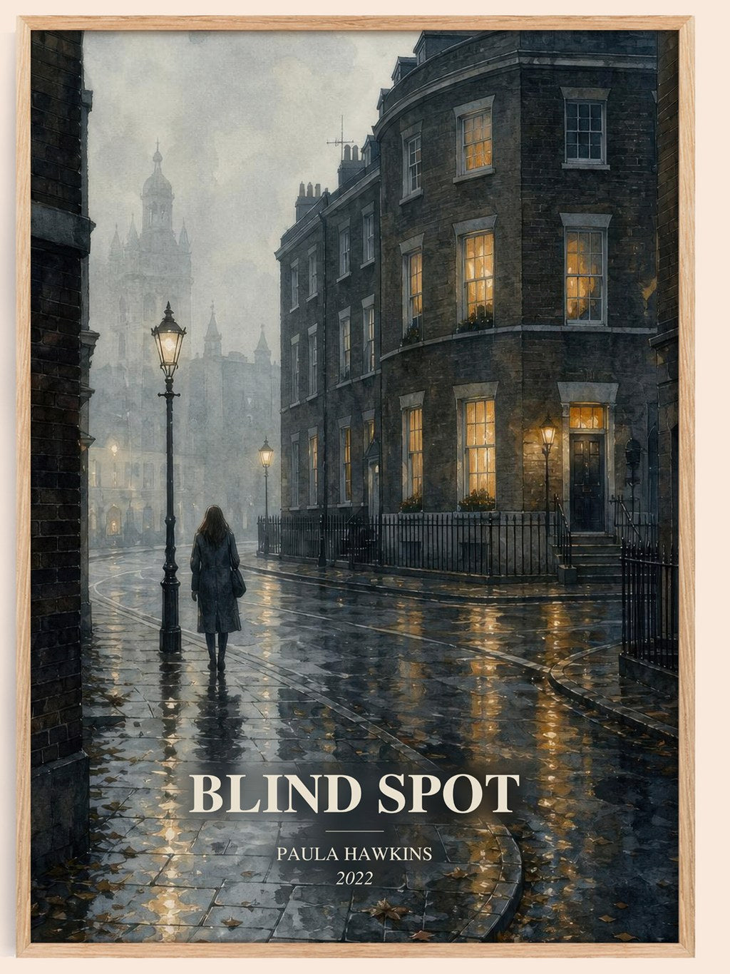 Blind Spot watercolour book poster by Paula Hawkins – framed literary art print