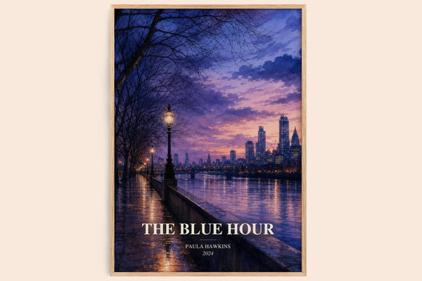The Blue Hour watercolour book poster by Paula Hawkins – framed literary art print