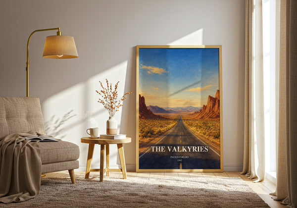 The Valkyries watercolour print in frame leaning in hallway – non fiction wall art