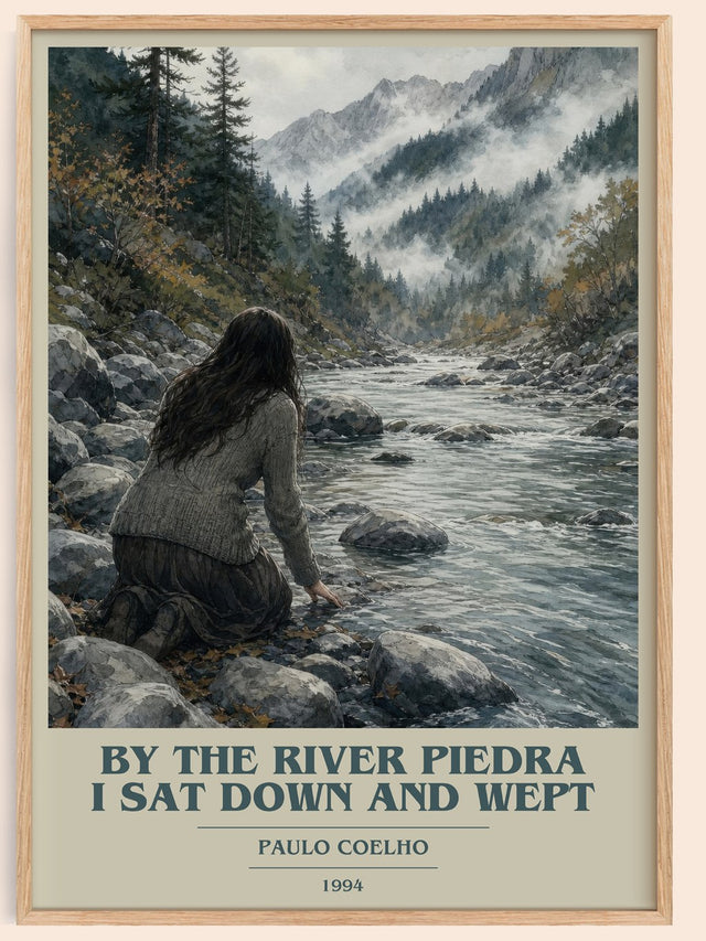By The River Piedra I Sat Down And Wept Book Cover Poster by P. Coelho