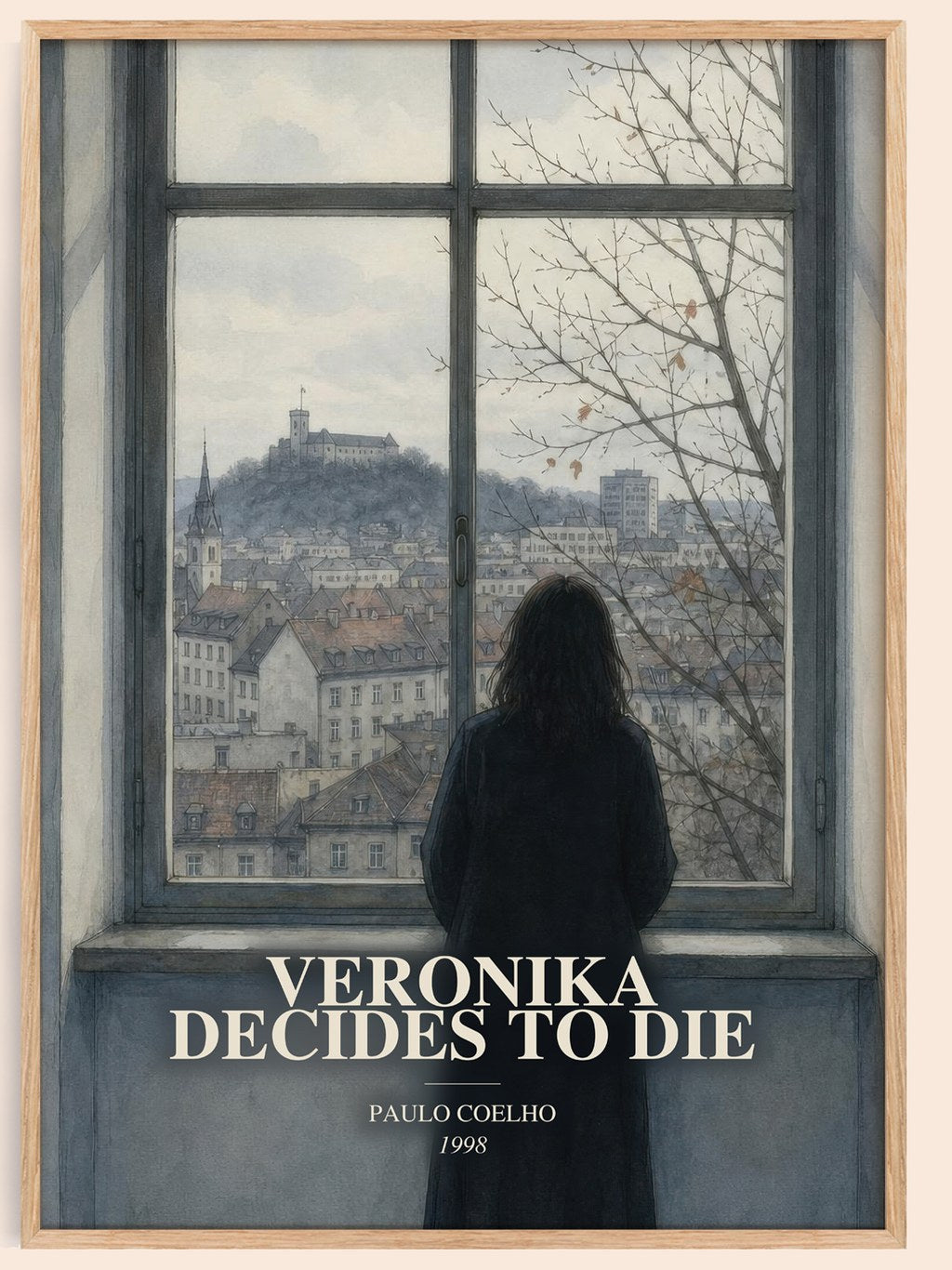 Veronika Decides To Die watercolour book poster by Paulo Coelho – framed literary art print