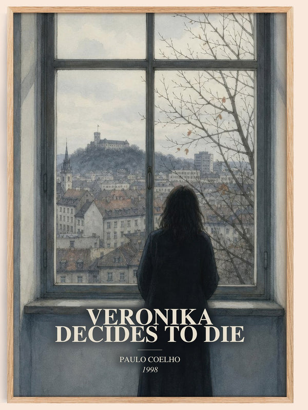 Veronika Decides To Die watercolour book poster by Paulo Coelho – framed literary art print