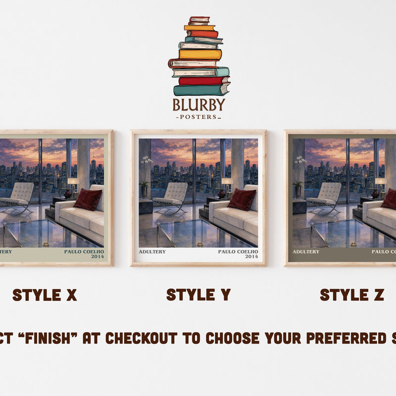 Adultery literary print in frame leaning in hallway – contemporary fiction wall art