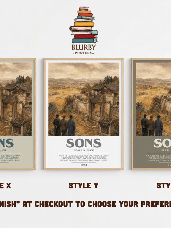 Sons bookish print in frame leaning in hallway – historical fiction wall art