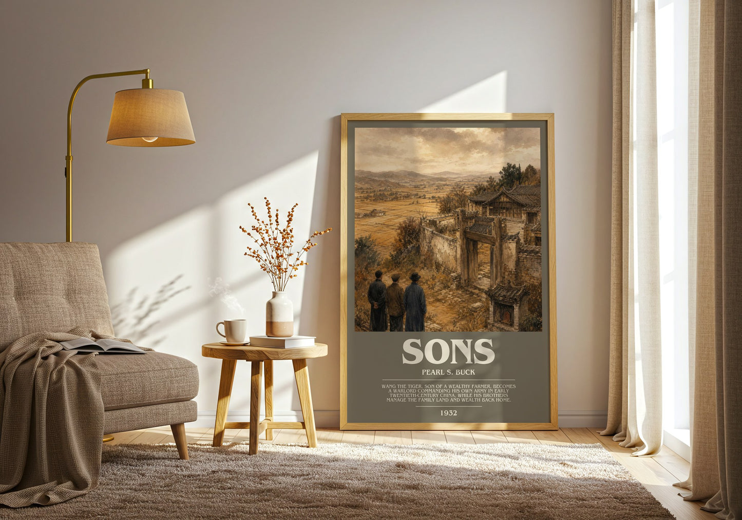 Sons bookish print on bookshelf – Pearl S. Buck fan gift