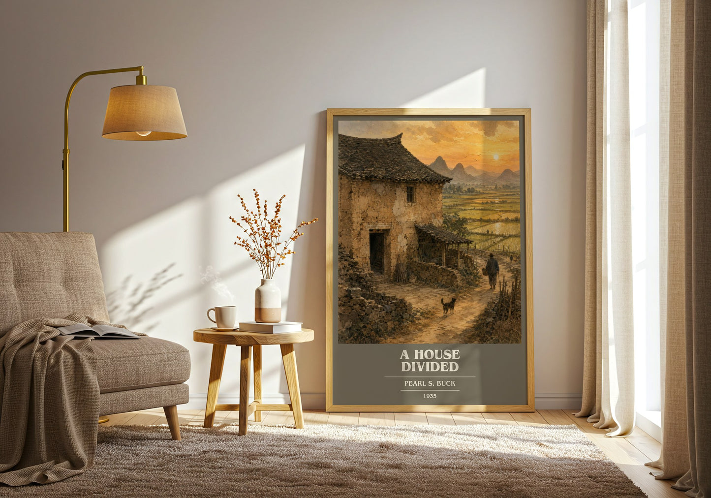 A House Divided book cover print on bookshelf – Pearl S. Buck fan gift
