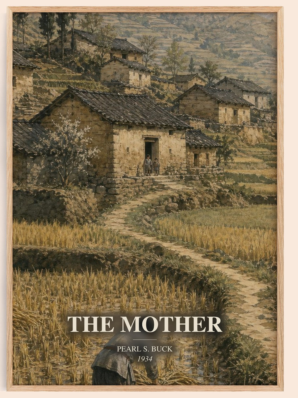 The Mother watercolour book poster by Pearl S. Buck – framed literary art print