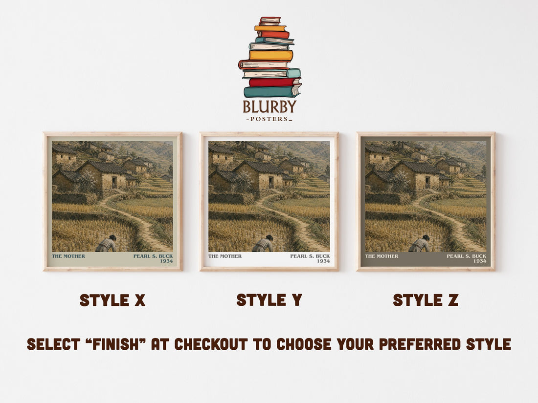 The Mother literary print in frame leaning in hallway – literary fiction wall art (mockup)