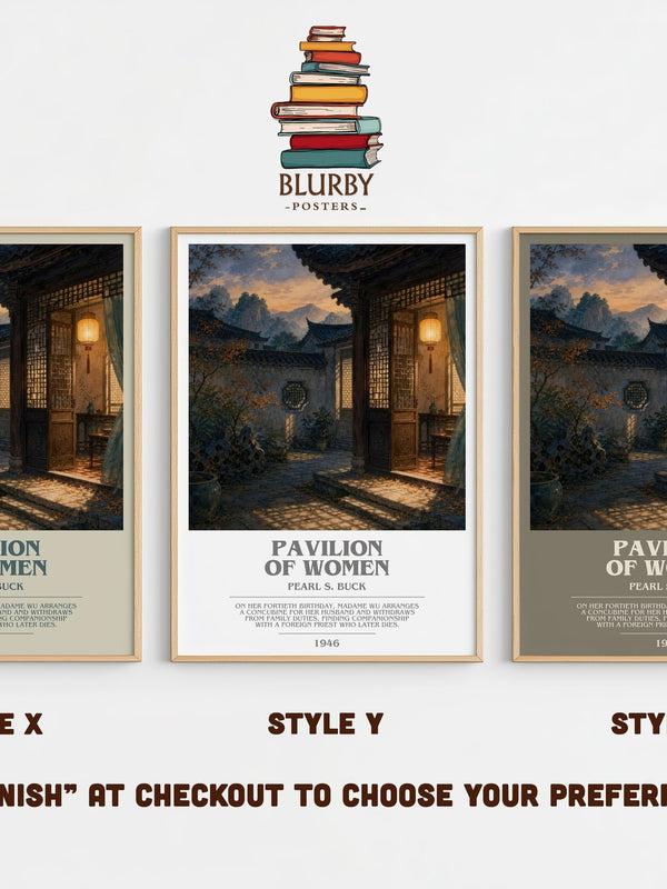 Pavilion Of Women bookish print in frame leaning in hallway – literary fiction wall art