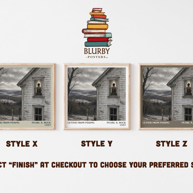 Letter From Peking literary print in frame leaning in hallway – literary fiction wall art
