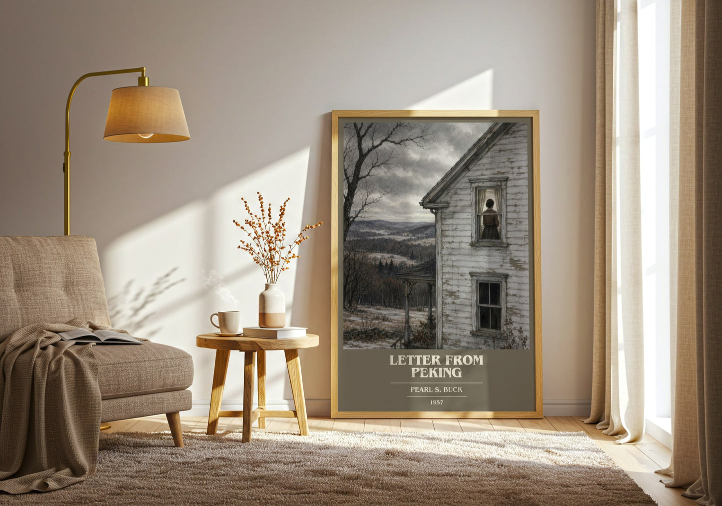 Letter From Peking book cover print on bookshelf – Pearl S. Buck fan gift