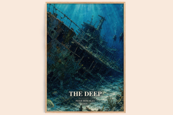 The Deep watercolour book poster by Peter Benchley – framed literary art print