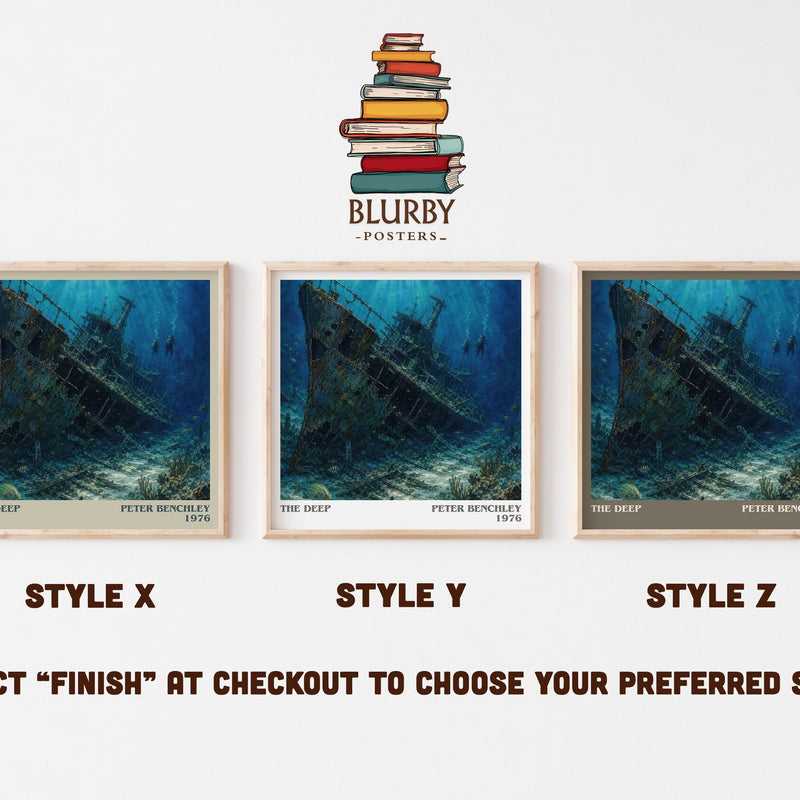 The Deep literary print in frame leaning in hallway – thriller wall art