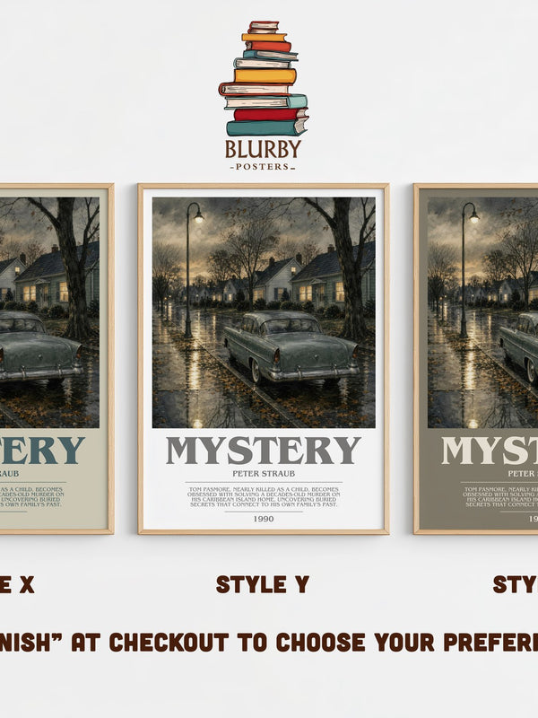 Mystery bookish print in frame leaning in hallway – mystery wall art