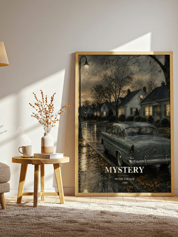 Mystery watercolour print in frame leaning in hallway – mystery wall art
