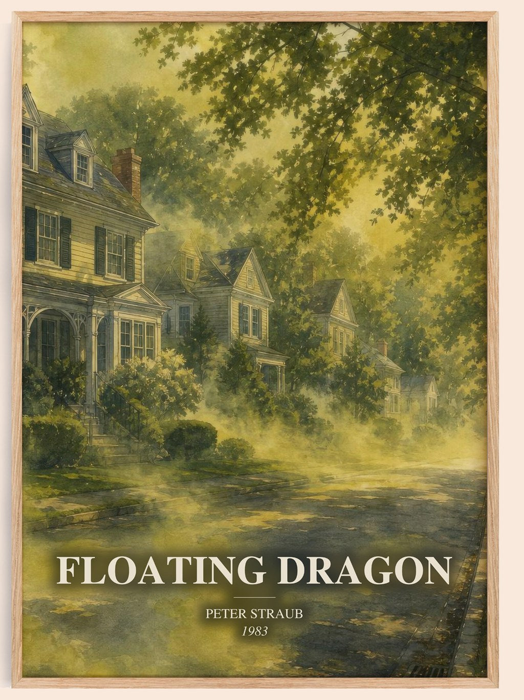 Floating Dragon watercolour book poster by Peter Straub – framed literary art print