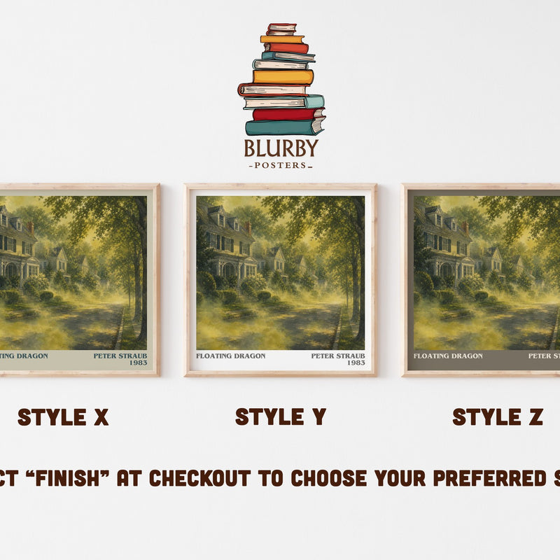 Floating Dragon literary print in frame leaning in hallway – horror wall art