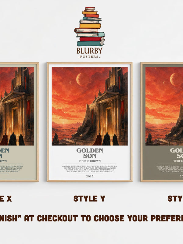 Golden Son bookish print in frame leaning in hallway – sci fi wall art
