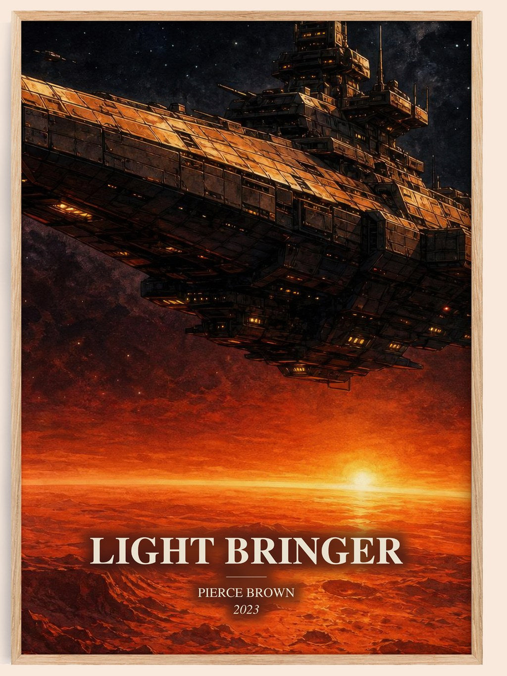 Light Bringer watercolour book poster by Pierce Brown – framed literary art print