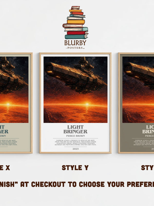 Light Bringer bookish print in frame leaning in hallway – sci fi wall art