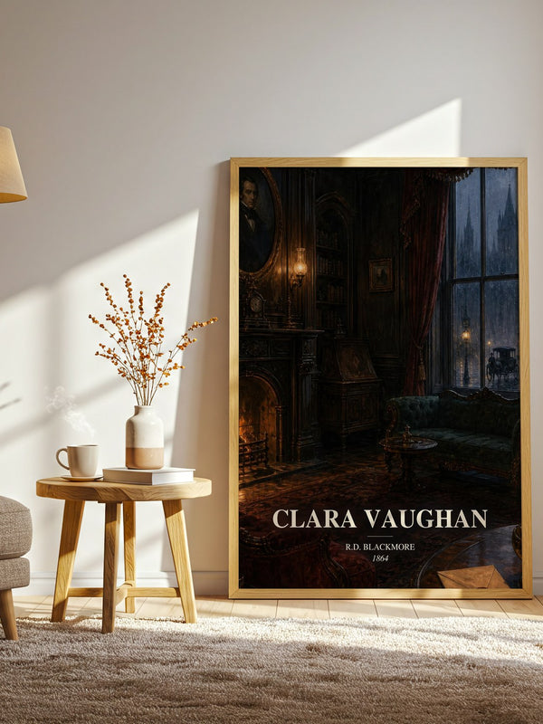 Clara Vaughan watercolour print in frame leaning in hallway – mystery wall art