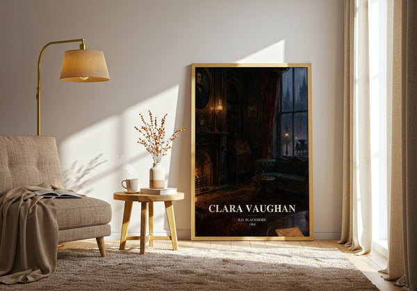Clara Vaughan watercolour print in frame leaning in hallway – mystery wall art