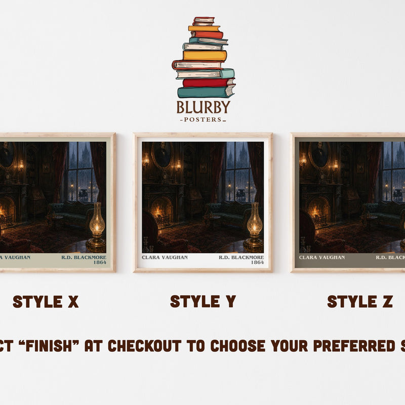 Clara Vaughan literary print in frame leaning in hallway – mystery wall art