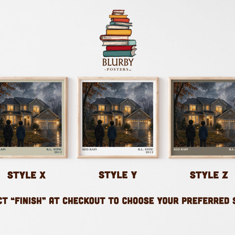 Red Rain literary print in frame leaning in hallway – horror wall art