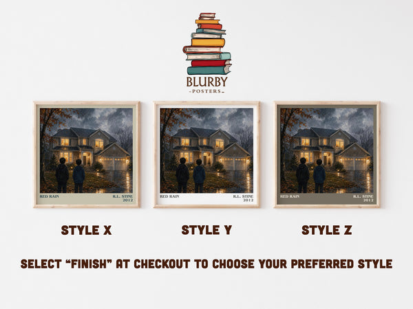 Red Rain literary print in frame leaning in hallway – horror wall art