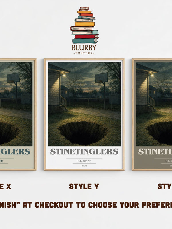 Stinetinglers book cover print in frame leaning in hallway – childrens wall art