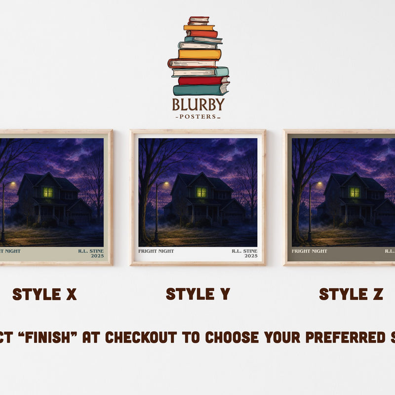 Fright Night literary print in frame leaning in hallway – horror wall art