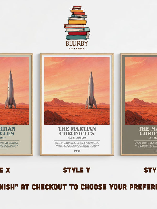 The Martian Chronicles bookish print in frame leaning in hallway – sci fi wall art