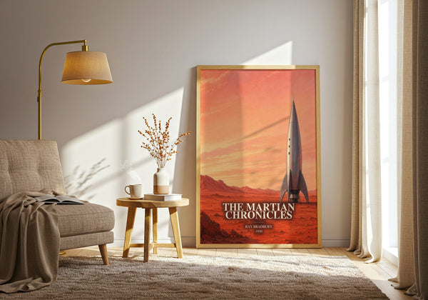 The Martian Chronicles watercolour print in frame leaning in hallway – sci fi wall art