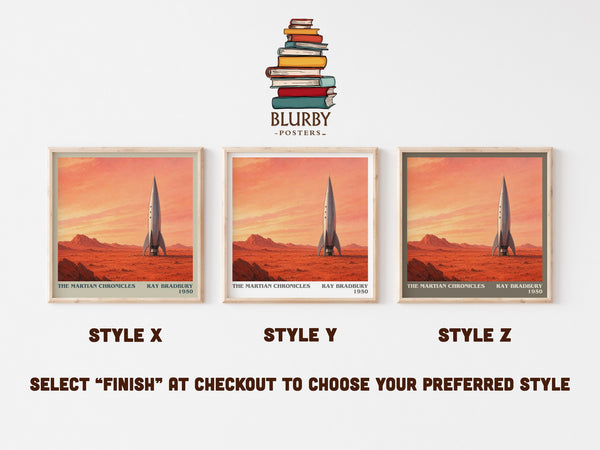The Martian Chronicles literary print in frame leaning in hallway – sci fi wall art