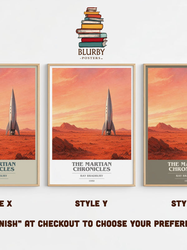 The Martian Chronicles book cover print in frame leaning in hallway – sci fi wall art