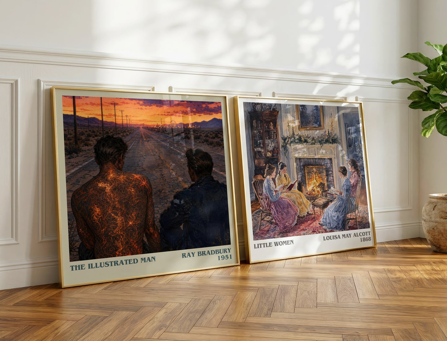 The Illustrated Man literary print on bookshelf – Ray Bradbury fan gift