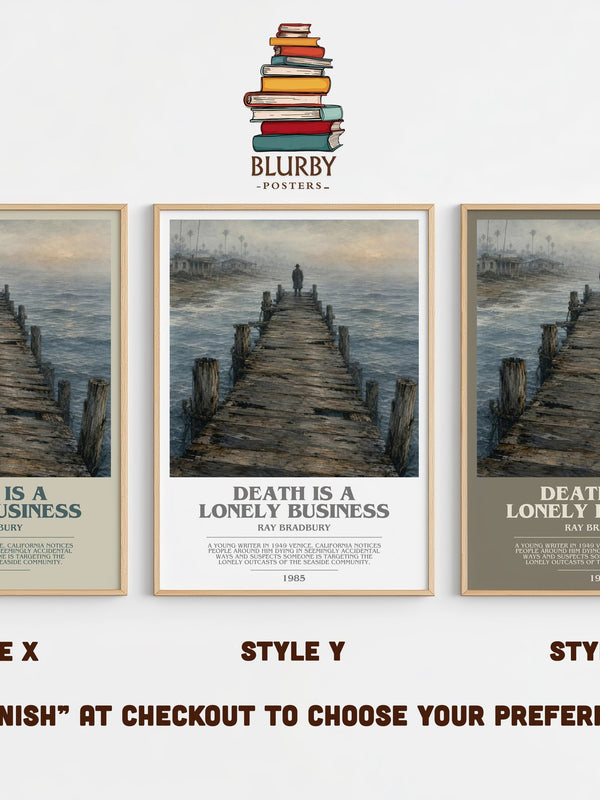 Death Is A Lonely Business bookish print in frame leaning in hallway – mystery wall art