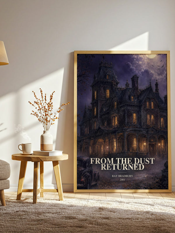 From The Dust Returned watercolour print in frame leaning in hallway – fantasy wall art