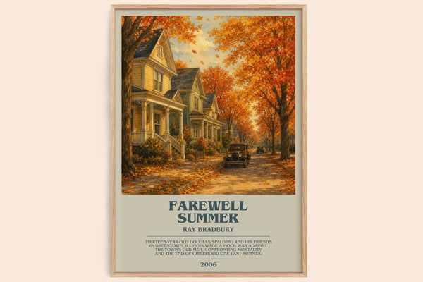 Farewell Summer bookish book poster by Ray Bradbury – framed literary art print