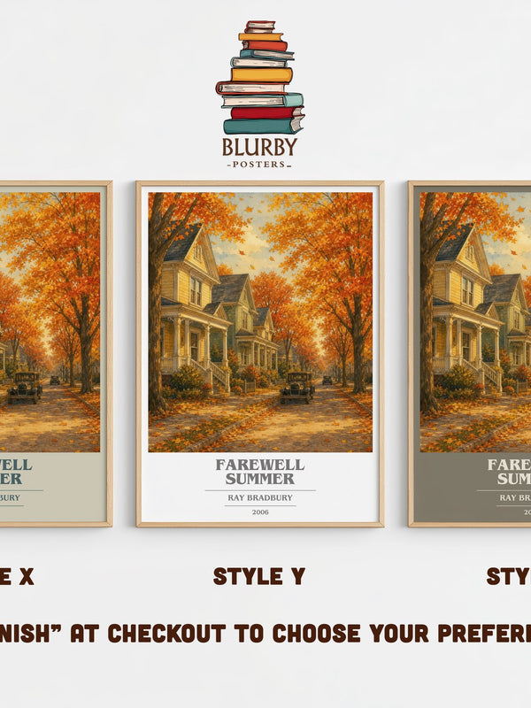Farewell Summer book cover print in frame leaning in hallway – coming of age wall art