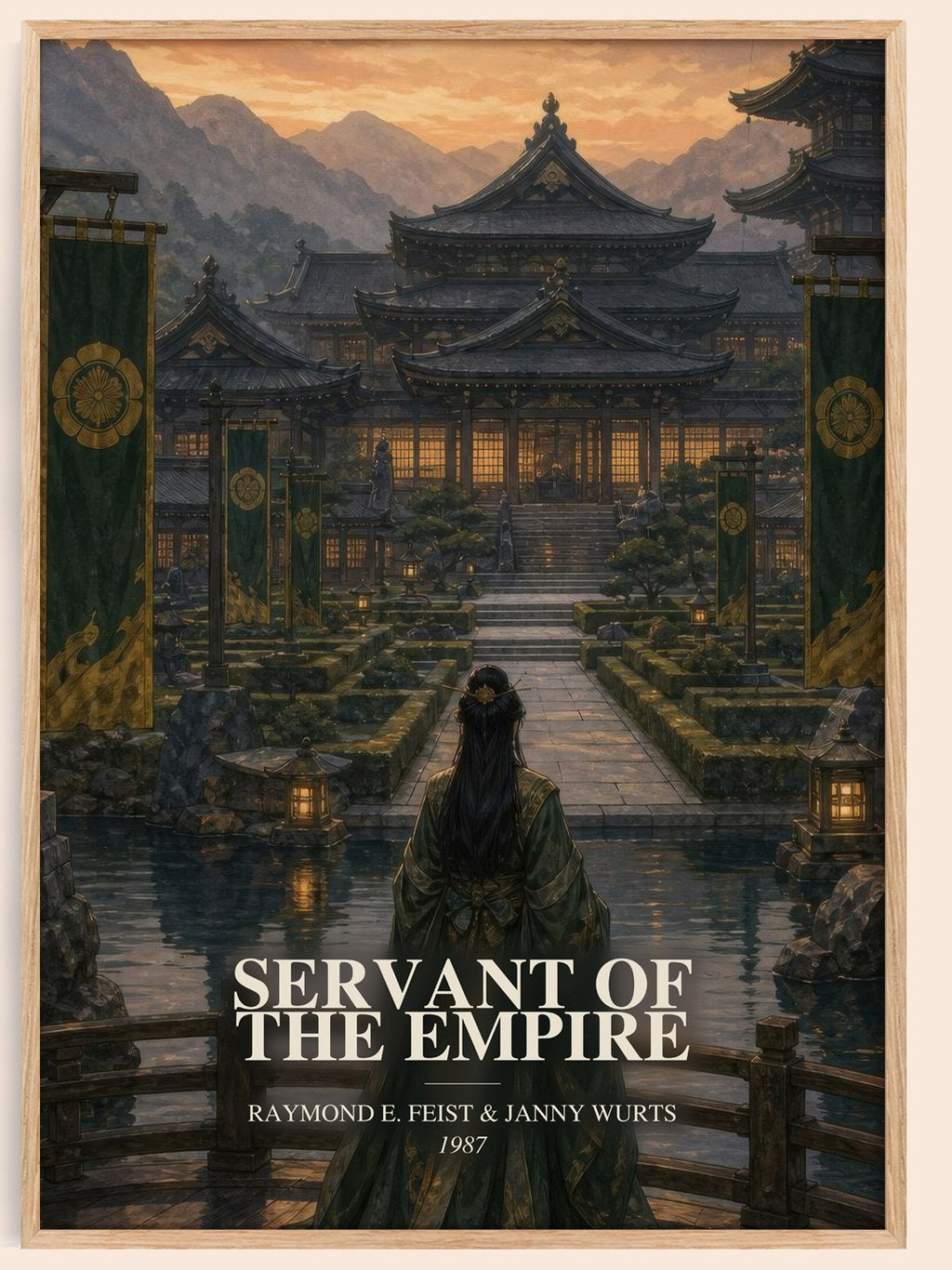 Servant Of The Empire watercolour book poster by Raymond E. Feist & Janny Wurts – framed literary art print