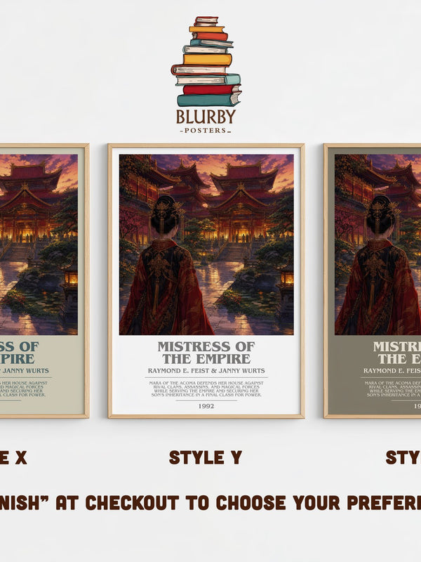 Mistress Of The Empire bookish print in frame leaning in hallway – fantasy wall art