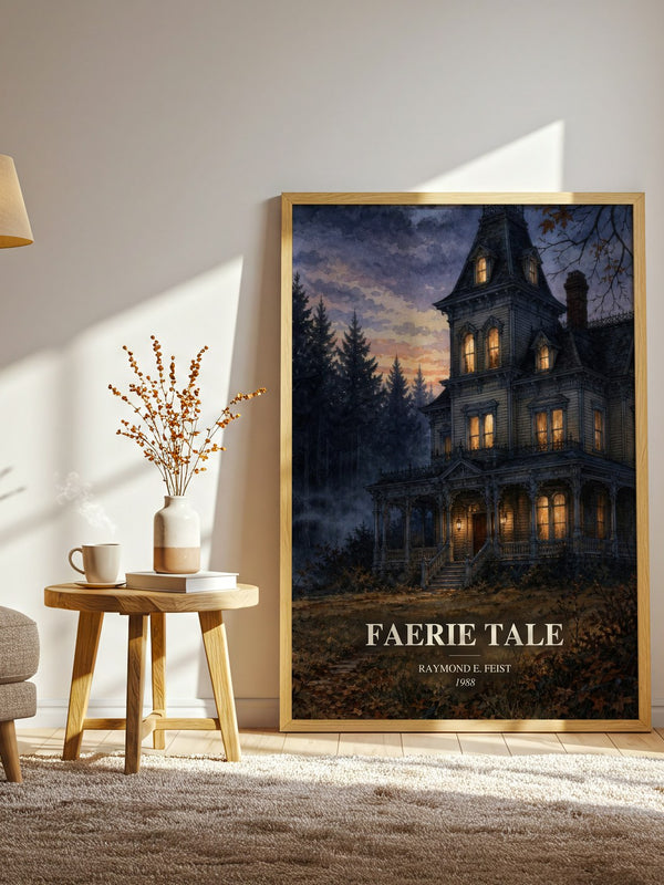 Faerie Tale watercolour print in frame leaning in hallway – fantasy wall art